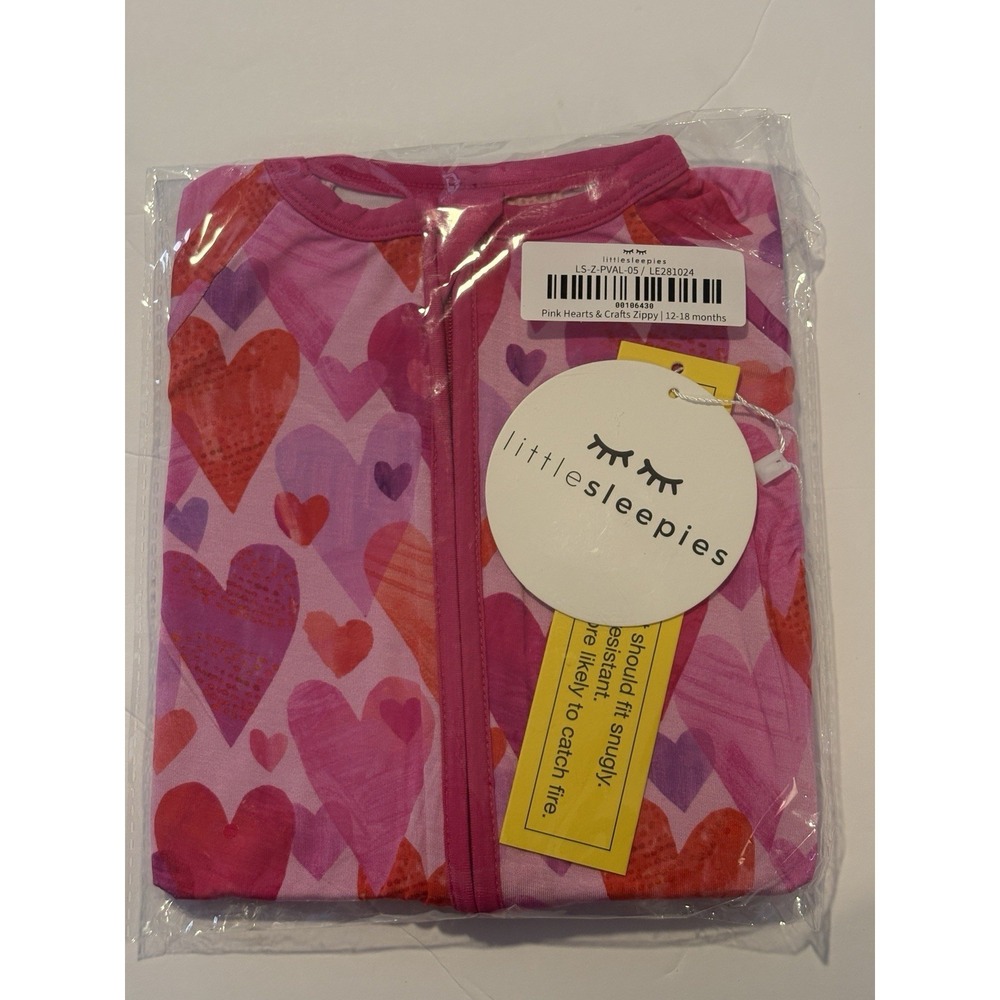 Little Sleepies Pink Hearts & Crafts 12-18M NEW IN BAG